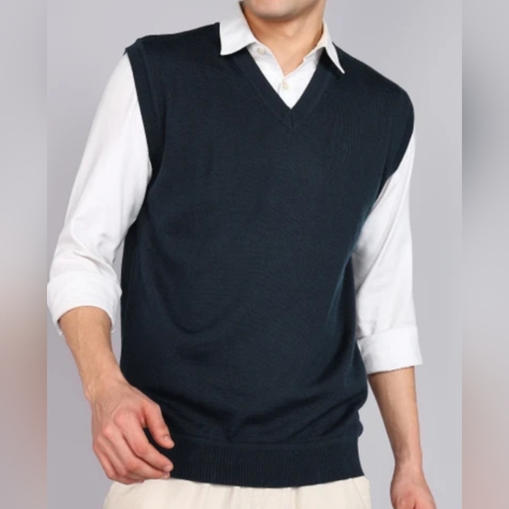 GANT 100% Cotton Dark Grey V-Neck Sweater Vest